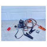 Jumper Cables, Battery Maintainer, Battery