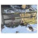 Pair  Of Iron Wagon Wheels. 44Inches in diameter.