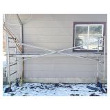 Scaffolding On Casters. 70In T, 28In D, 10Ft Wide.