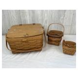Longaberger Pie/Picnic Basket & 2 Other