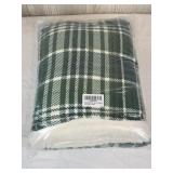 Green Plaid Sherpa Throw Blanket Still in Plastic
