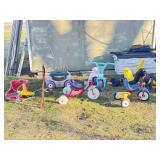 Four Tricycles, Two Swings, And Cart.