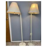 2 White Metal Floor Lamps w/ Adjustable/Swivel