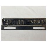1943 Indiana License Plate Topper