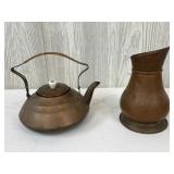 Brass Kettle & Brass Pitcher (Missing Handle)