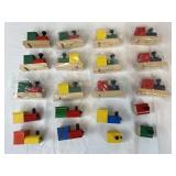 12 Wooden Train Whistles & Train Extra Pieces