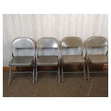 Metal Folding Chairs 2 Grey, 2 Tan Colored