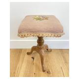 Vtg Victorian Style Needlepoint Vanity Stool