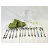 Sun Tea Jar, Towels, Silverware, Trifle Bowl ,