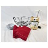 Black Wire Basket, Glass Herb Keeper, Mint Grow