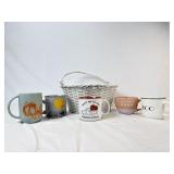 Basket With 5 Fall Mugs