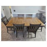 Farm Style Dining Room Table w/ 7 Chairs & Leaf