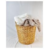 Basket With Two Throw Blankets