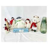 Plastic Tree Carafe & Snowmen Decorations