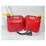 Two 5 Gallon Gas Cans and Funnel.