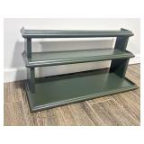 3-Tier Green Shelf. 25In W, 10In D, 13In T.