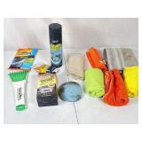 Microfiber Rags, Glass Cleaners, Ice Scrapper, Etc