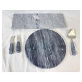 Crate & Barrel Marble Cheese Board Set w Extra