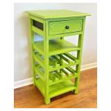Green Wine Rack Side Table. 19In W, 38In T.