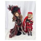 2 Burlesque Style Porcelain Dolls