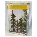 Set of 3 Wooden Enamel Trees NIB