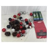 Christmas Ornaments, Battery Candles, & Table