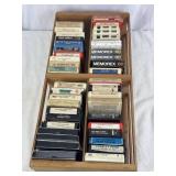 Wood Crate w/ 37 8 Tracks & 8 Cassette Tapes