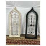 Pair of Distressed Gothic-Style Wood & Iron Decor