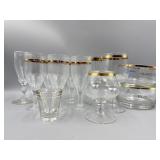 Vtg Gold-Rimmed Brandy Snifters, Small Champagne