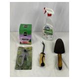 Garden Tools, Miravle Gro, & Insecticide.