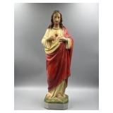 Vtg Chalkware Sacred Heart of Jesus Statue