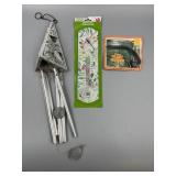 Humming Bird Wind Chime, Dragonfly Thermometer, &