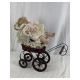 Wicker Pram W/Doll.