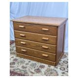 Two Drawer Oak File Cabinet. 3Ft W, 29In T, 21In D