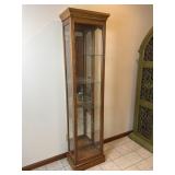 Oak Curio Cabinet, W/Glass Panels.