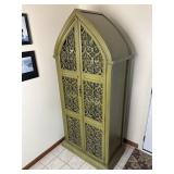 Lockable Gothic Arch Cabinet or Curio Cabinet.