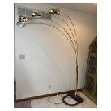 Guzzini Style 1980s Five-Head Brass Arc Lamp.
