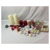 Candles and Glass Candle Holders.