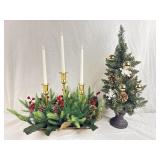 Small Decorative Christmas Tree & Candelabra
