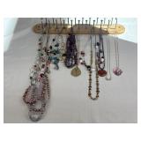 Costume Jewelry Necklaces, & Display Rack.