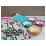 Spring Themed Bowls, Tablecloth, Runner, Napkin