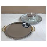 Chrome Rotating Appetizer Dish and Tray