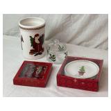 Christmas Themed Dishes, Knives.