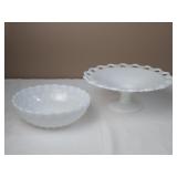 Milk Glass Bowl & Pedestal Dish
