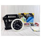 Office Supplies: Plastic Crate, Filing Folder,