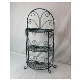3 Tier Metal Wire Plant Stand, Dark Green.