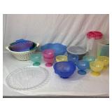 Plastic Serving Dishes, Cups, Bowls, Pitcher, Etc