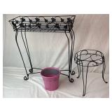 Metal Wire Plant Stands, & Flower Pot.