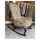 Upholstered Rocking Chair W/Oak Frame.
