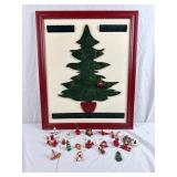 Wood Christmas Tree Display w/ Wood Ornaments